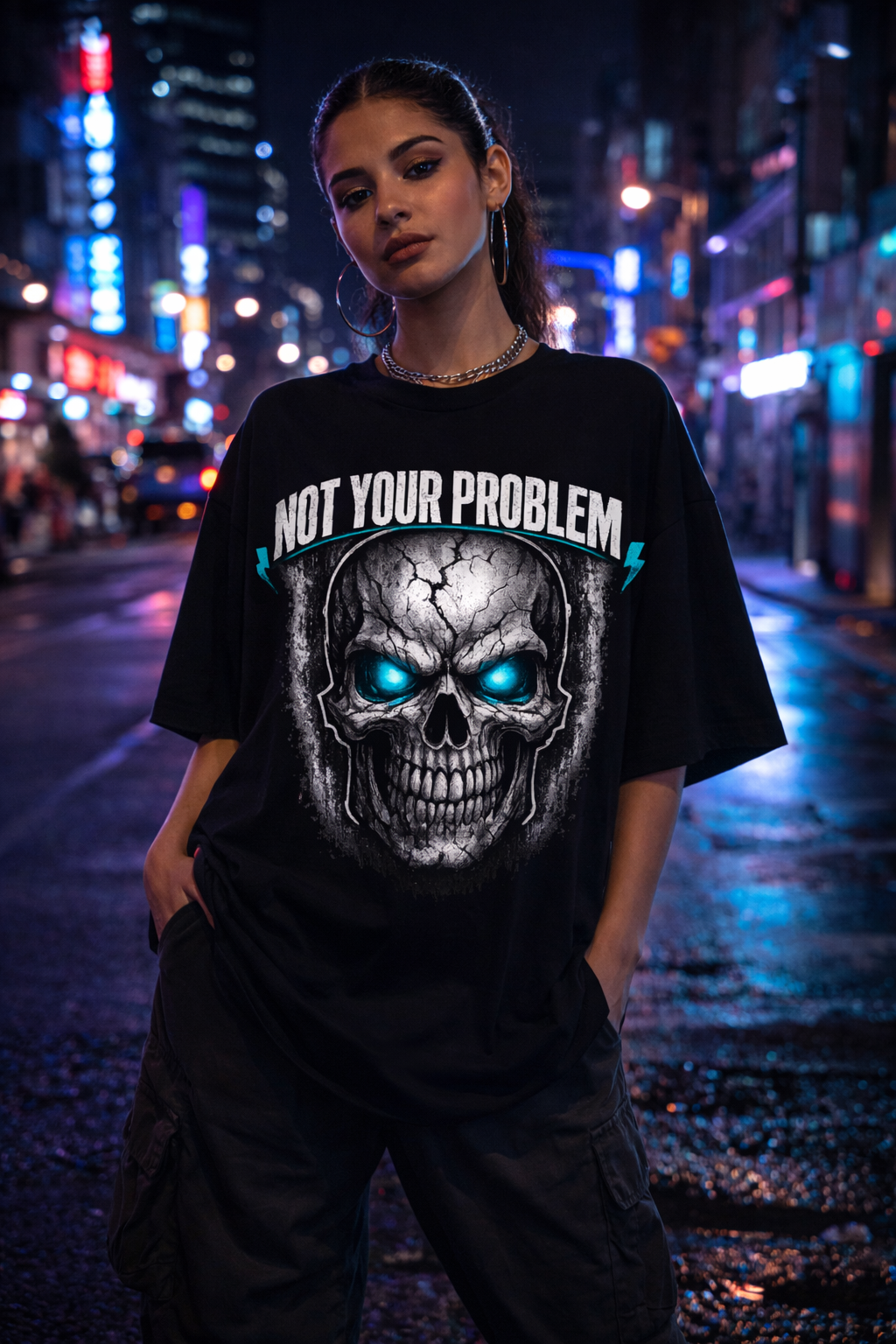 Not Your Problem Skull – Dark Grunge Streetwear Graphic Tee