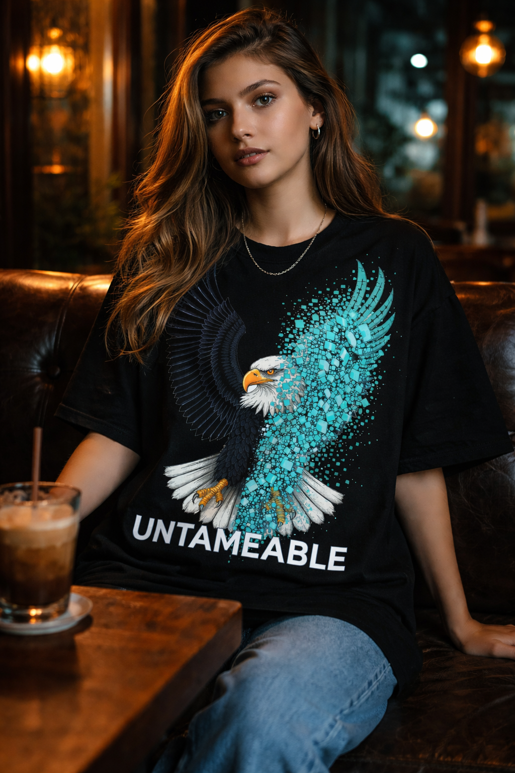 Eagle Glitch Static Wing T-Shirt | UNTAMEABLE Dark Tee