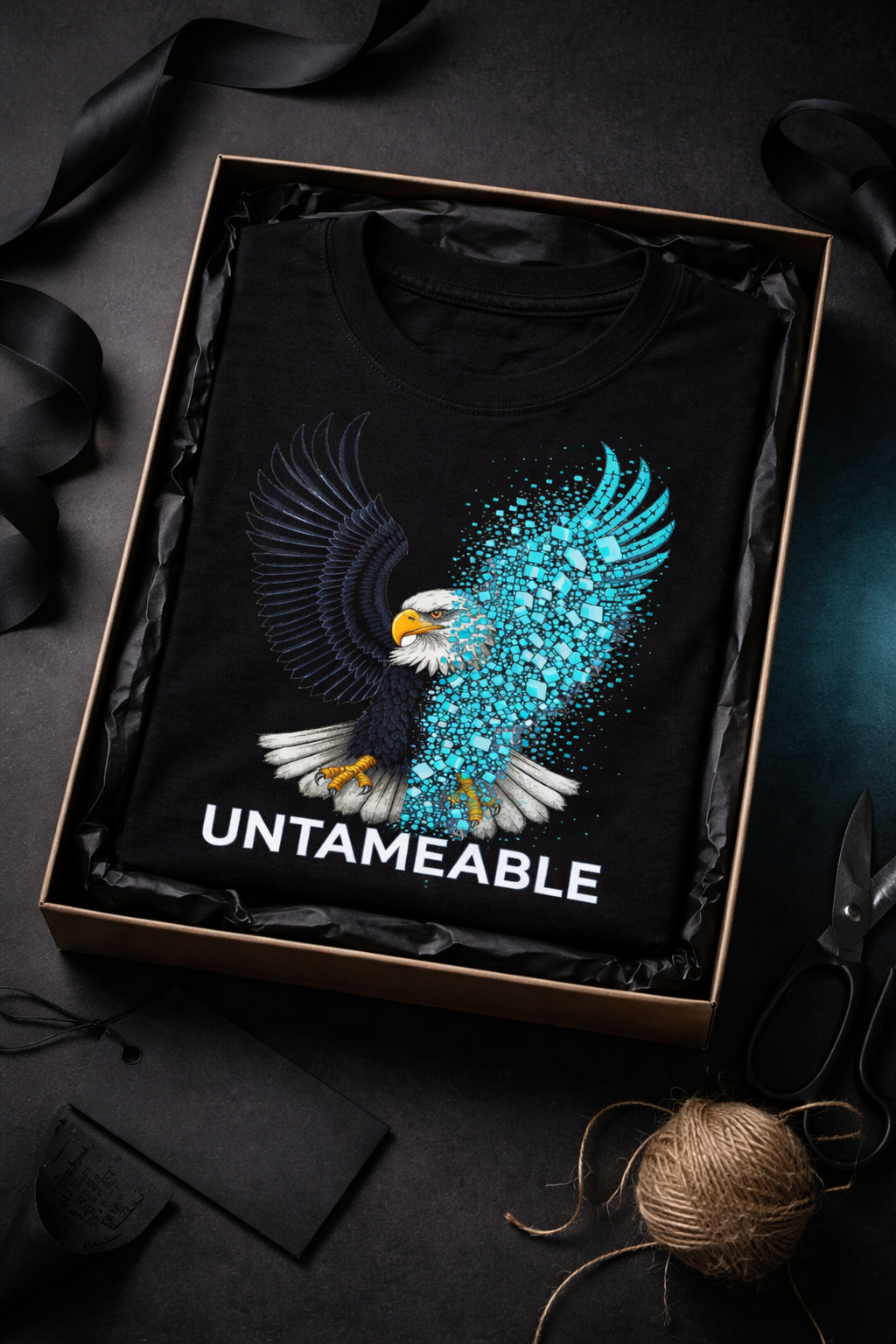 Eagle Glitch Static Wing T-Shirt | UNTAMEABLE Dark Tee