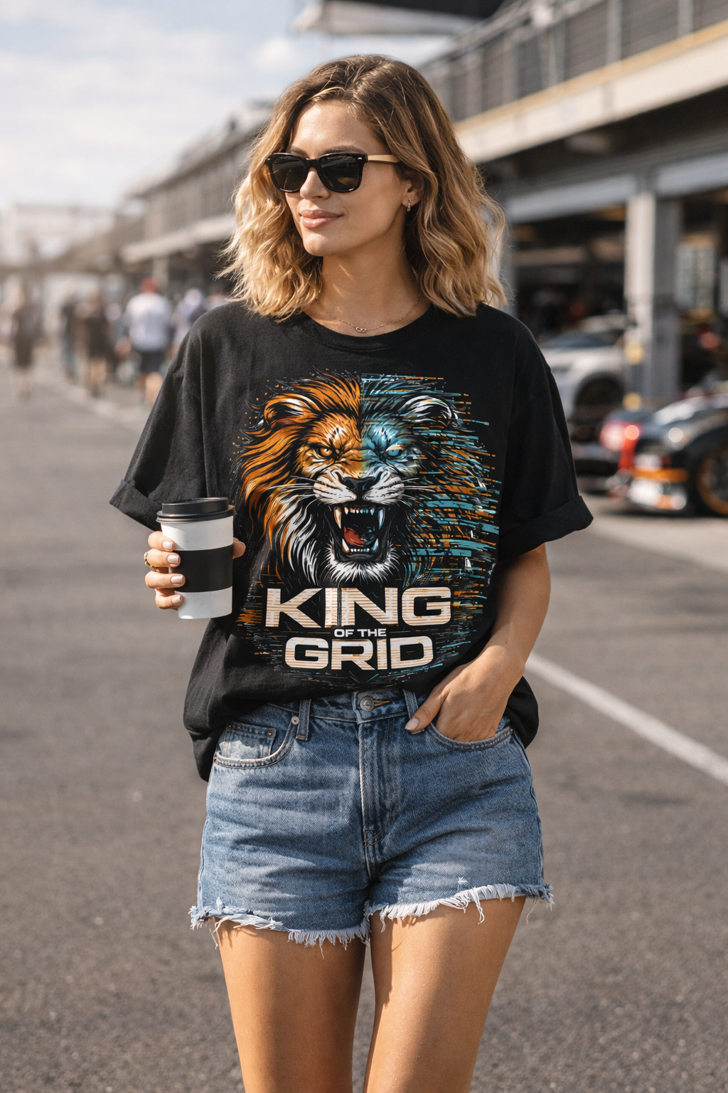 King of the Grid – Tiger Glitch Cyber T-Shir