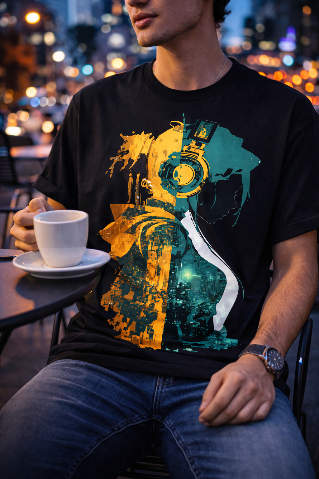 Neon Cyberpunk Girl Graphic T-Shirt | Futuristic Anime Streetwear