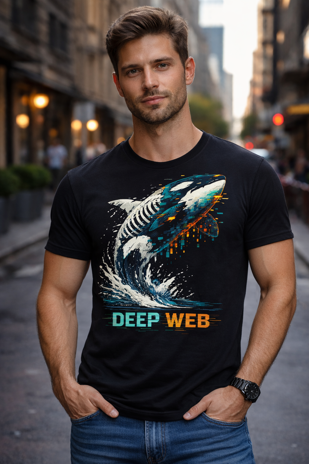 Retro Orca Killer Whale Graphic T-Shirt