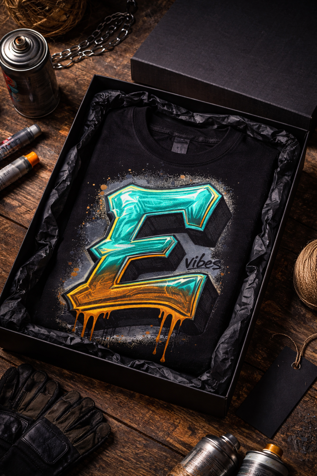 Chrome Graffiti Wildstyle Letter E Streetwear T-Shirt