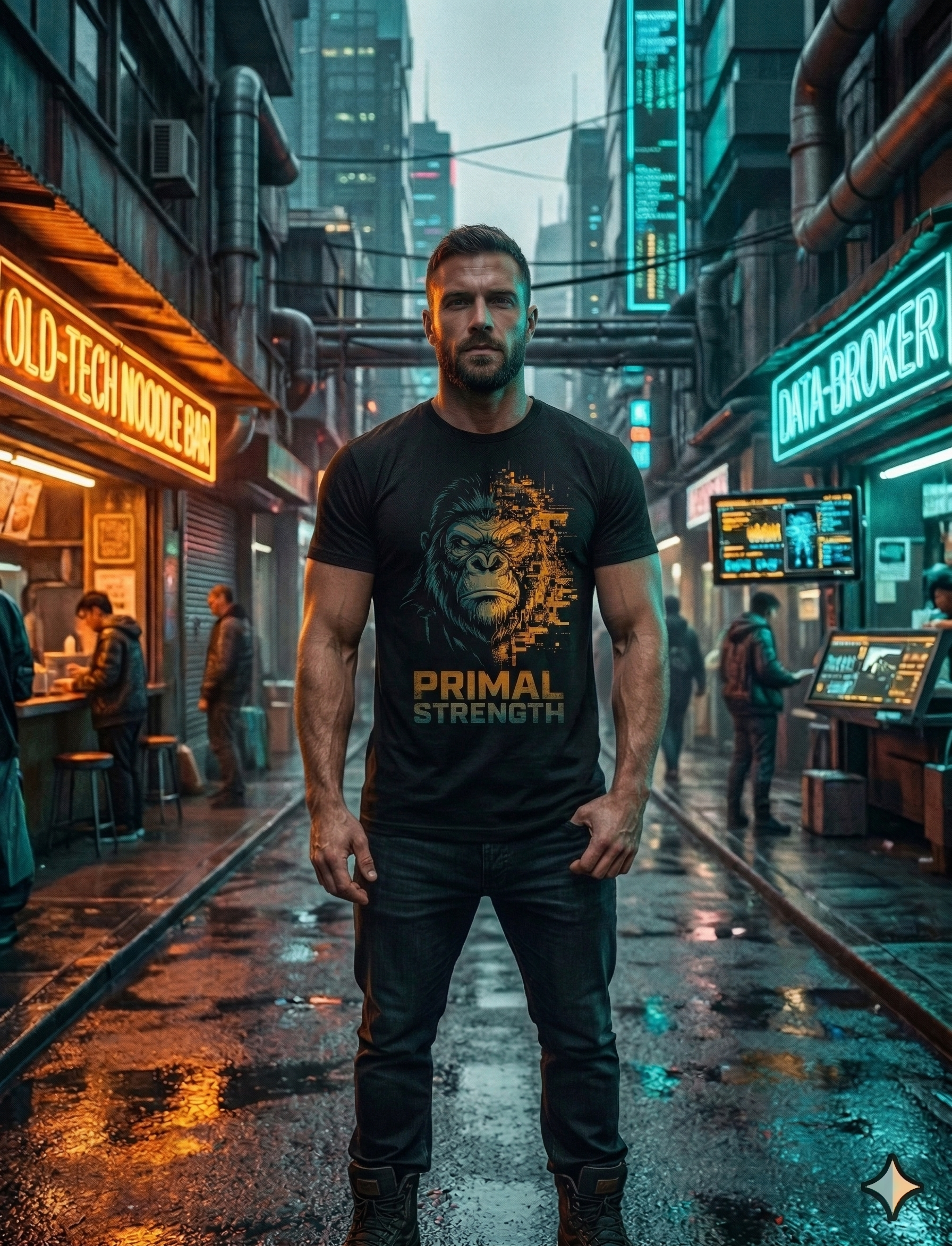 Gorilla Glitch Cyberpunk Graphic Tee