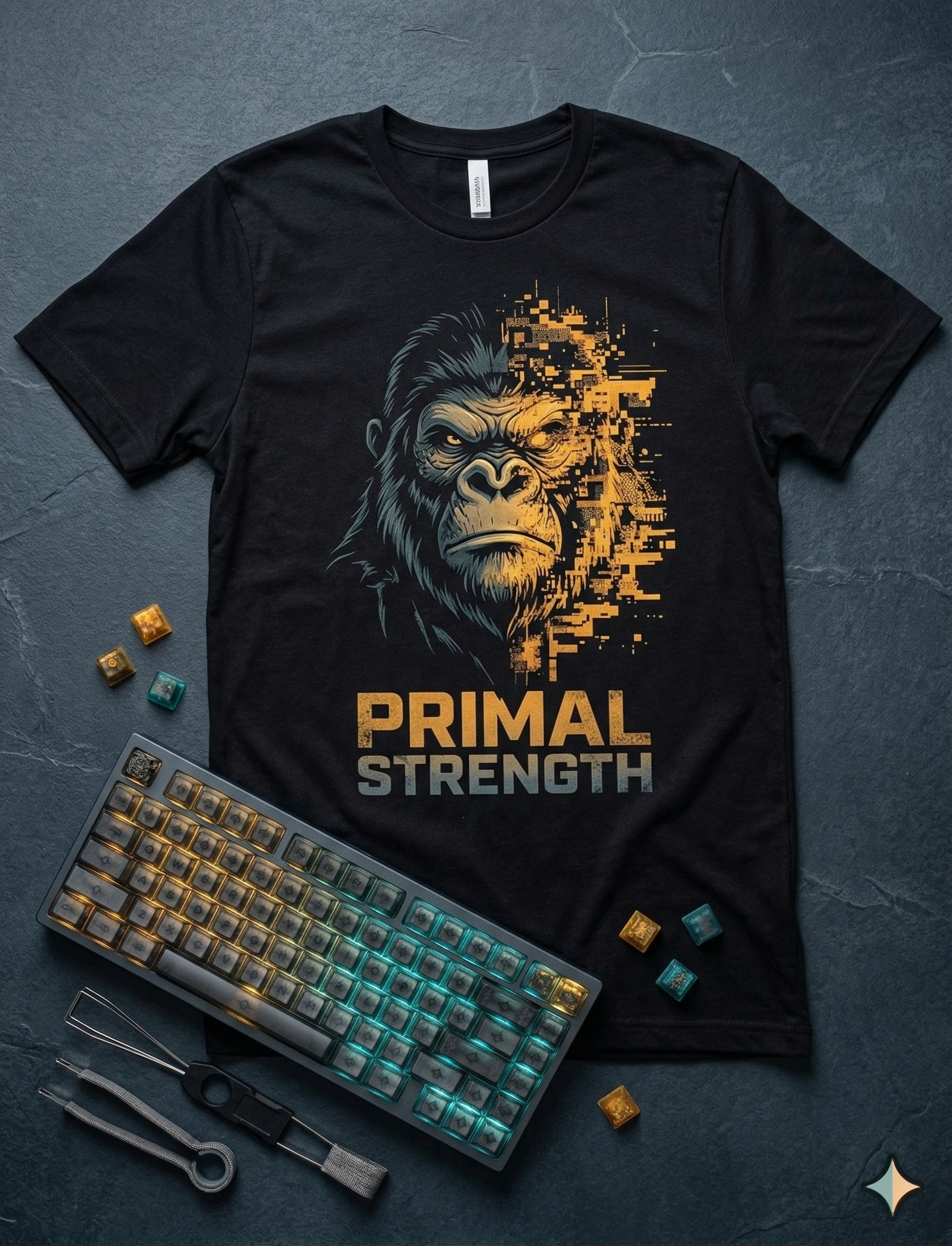 Gorilla Glitch Cyberpunk Graphic Tee
