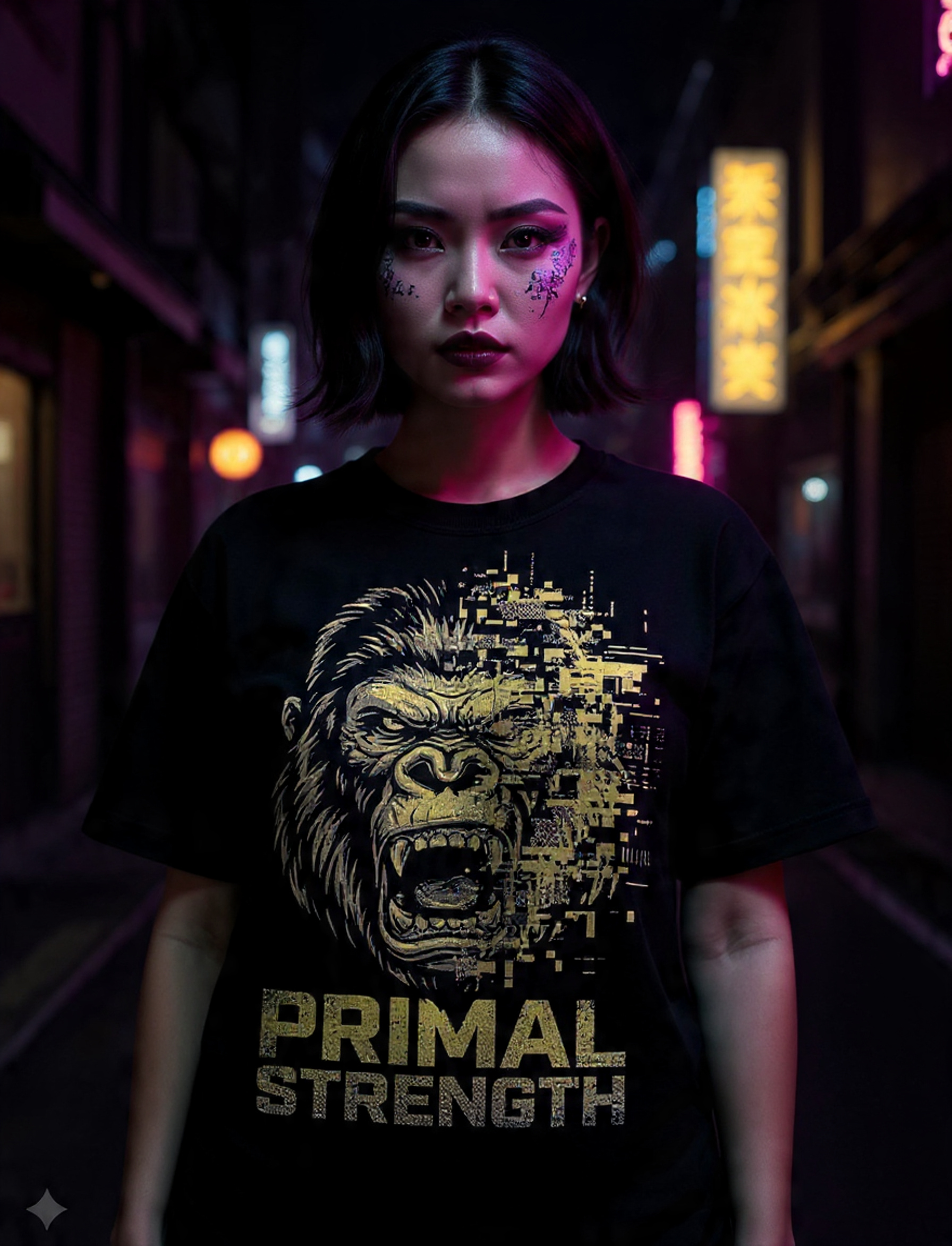 Gorilla Glitch Cyberpunk Graphic Tee