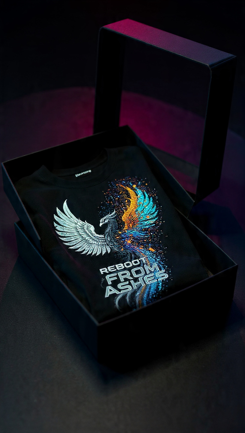 Cyberpunk Phoenix Glitch Art Premium T-Shirt