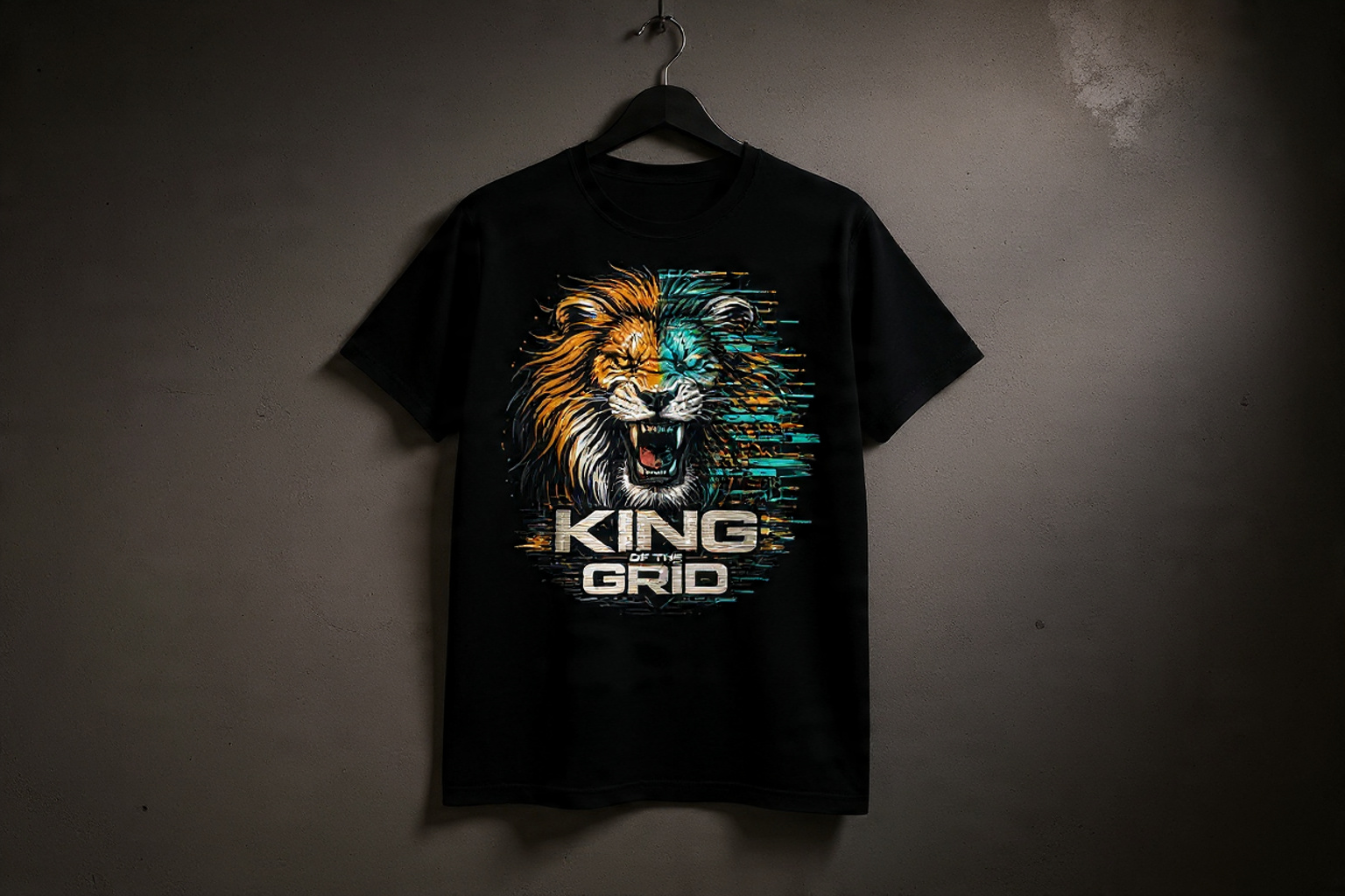 King of the Grid – Tiger Glitch Cyber T-Shir