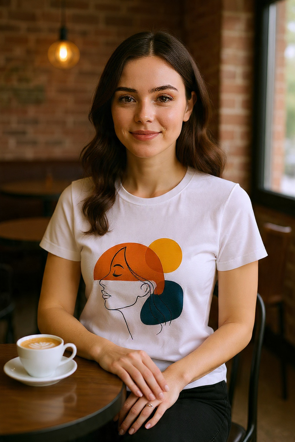 Minimalist Woman Line Art Abstract Face T-Shirt – Modern Geometric Female Profile Aesthetic Graphic Tee
