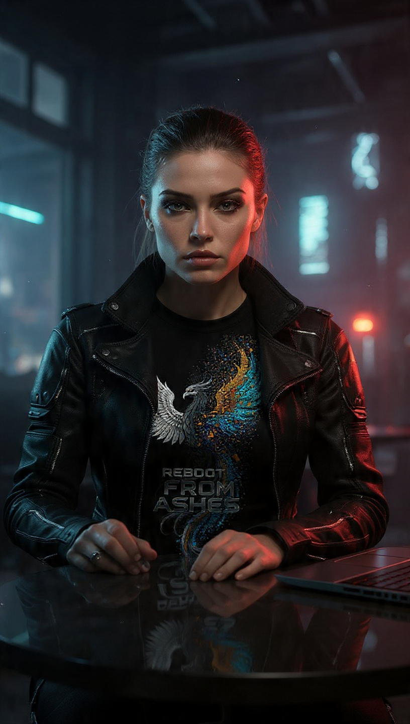 Cyberpunk Phoenix Glitch Art Premium T-Shirt