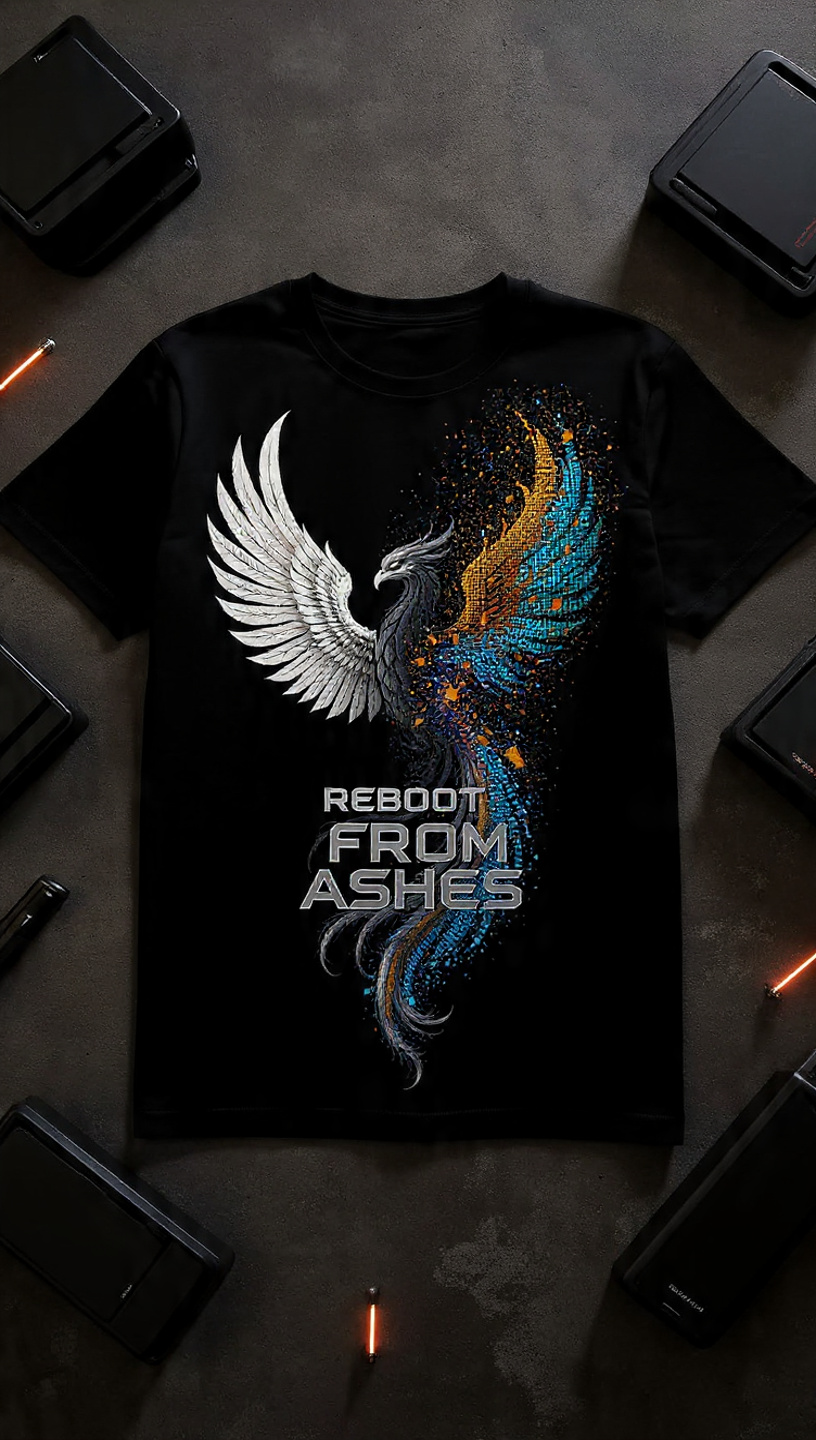 Cyberpunk Phoenix Glitch Art Premium T-Shirt