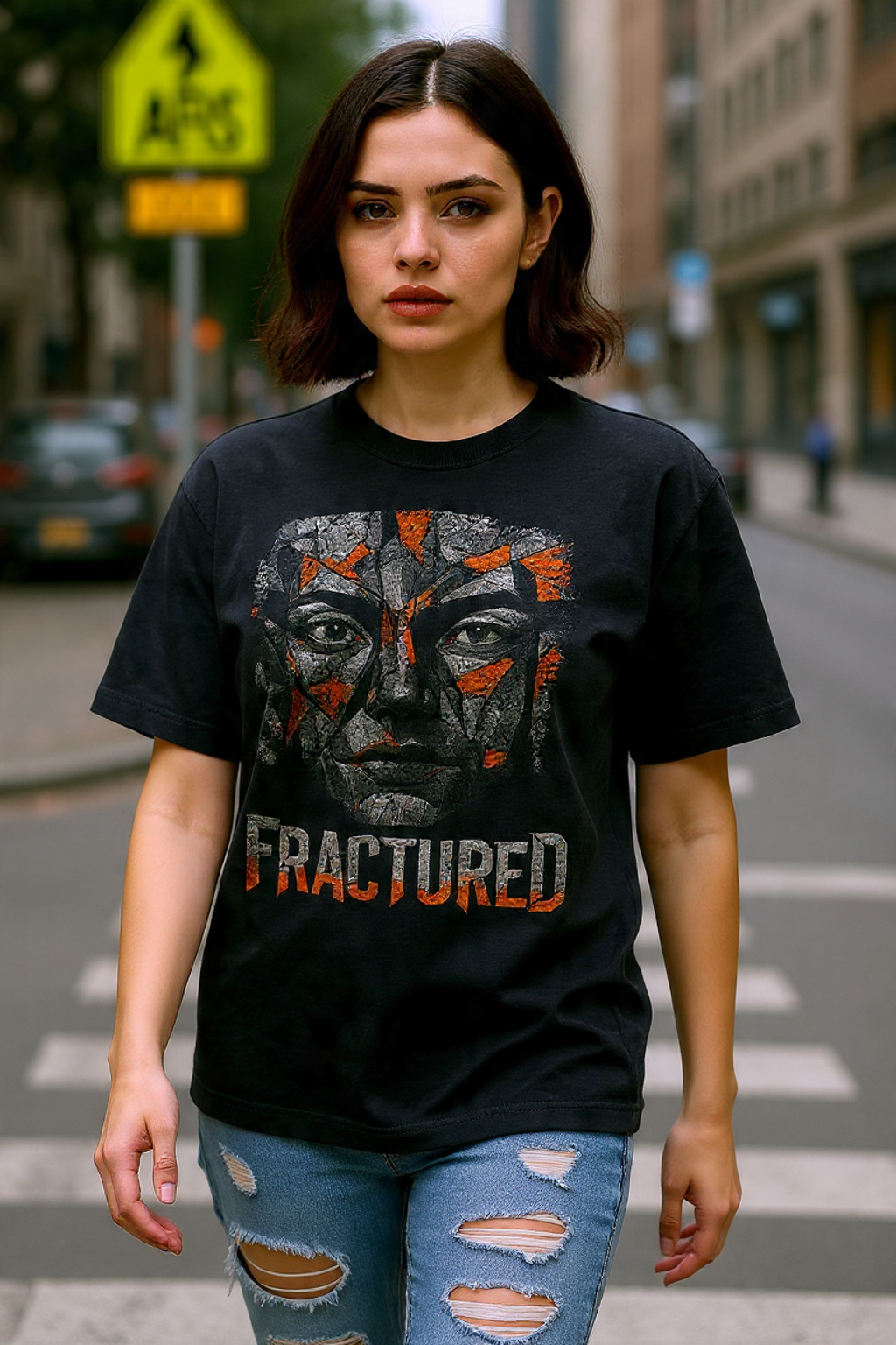 Fractured Cubist Face T-Shirt