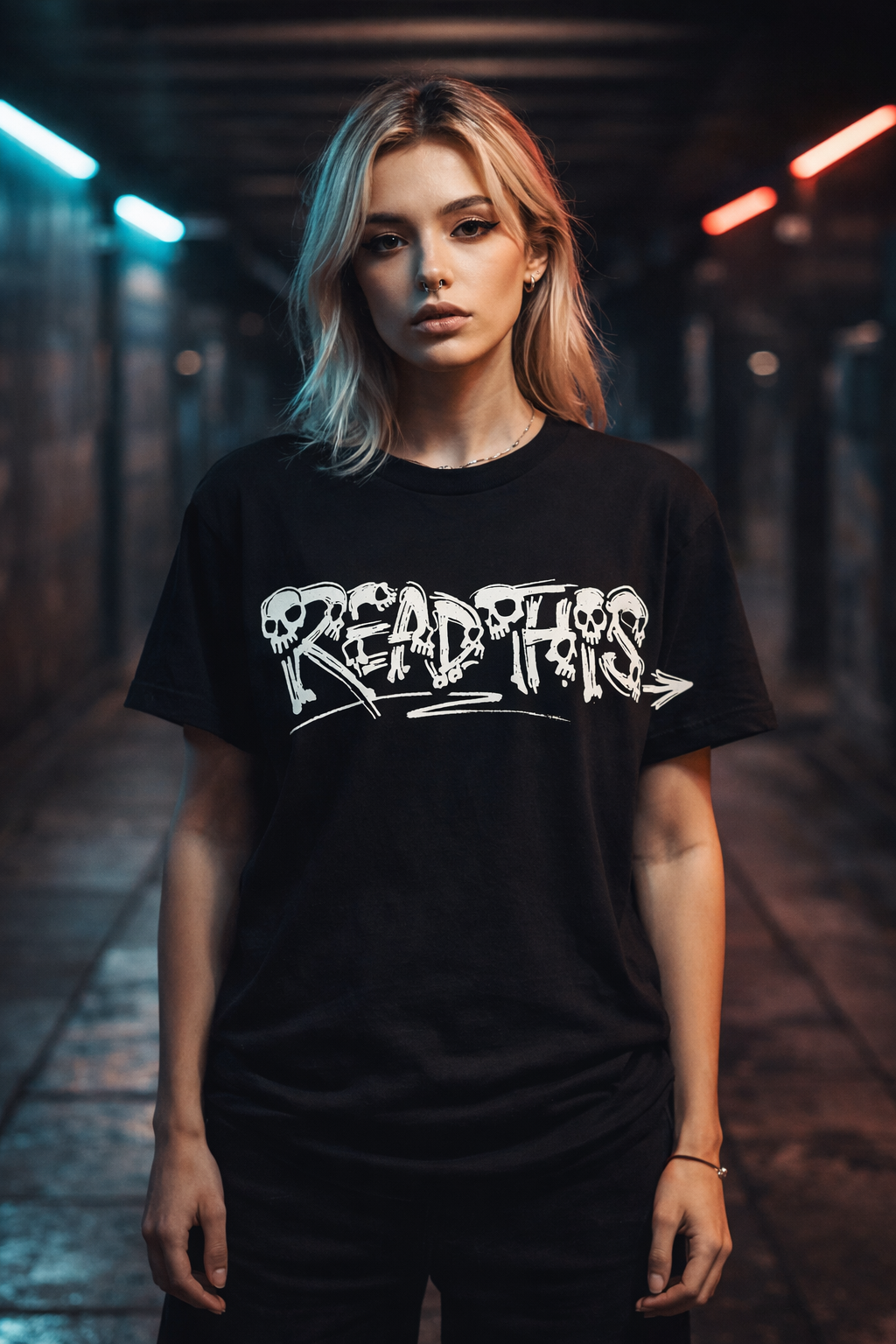 Skull Marker Tag ‘READ THIS’ Oversized Graphic Tee