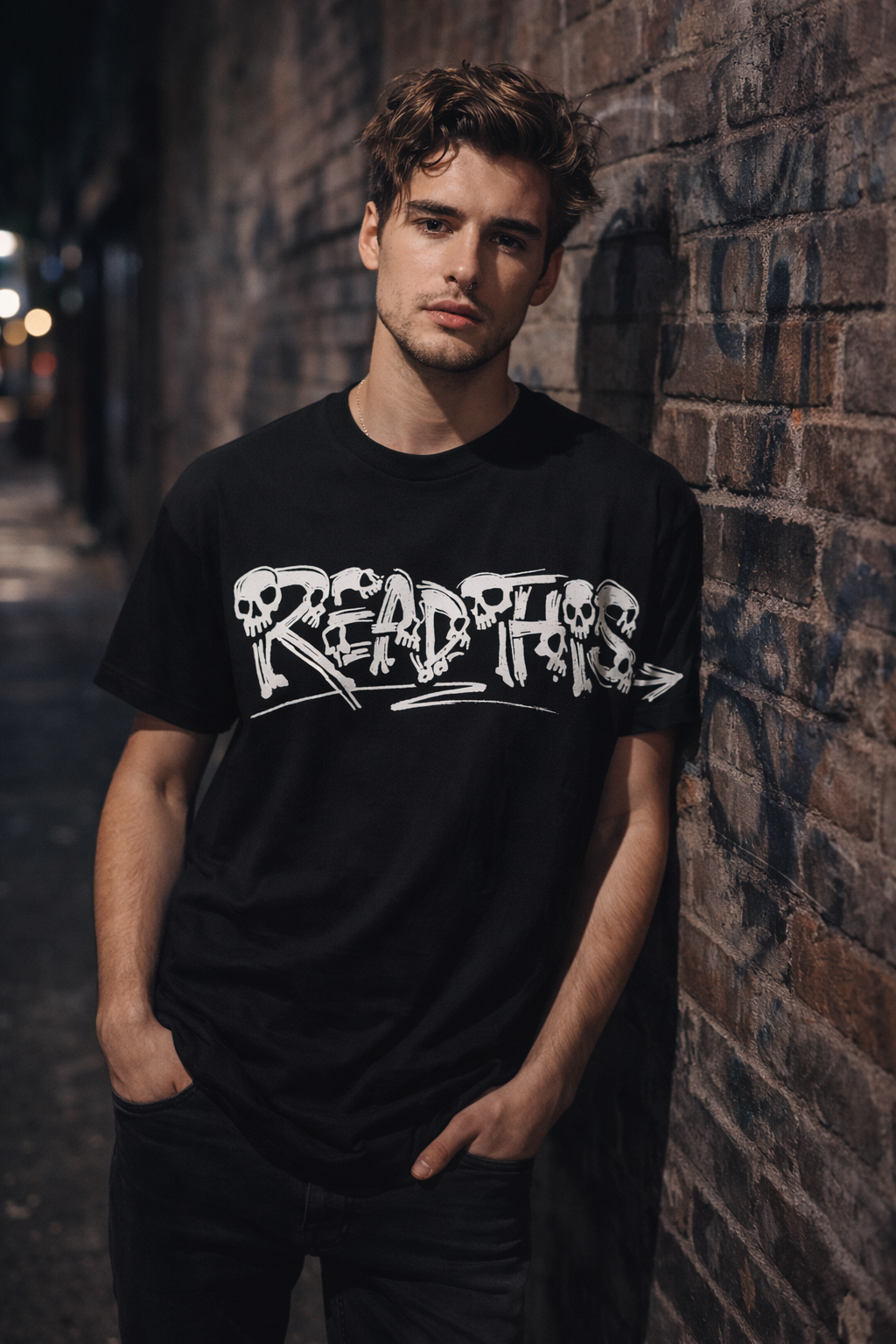 Skull Marker Tag ‘READ THIS’ Oversized Graphic Tee