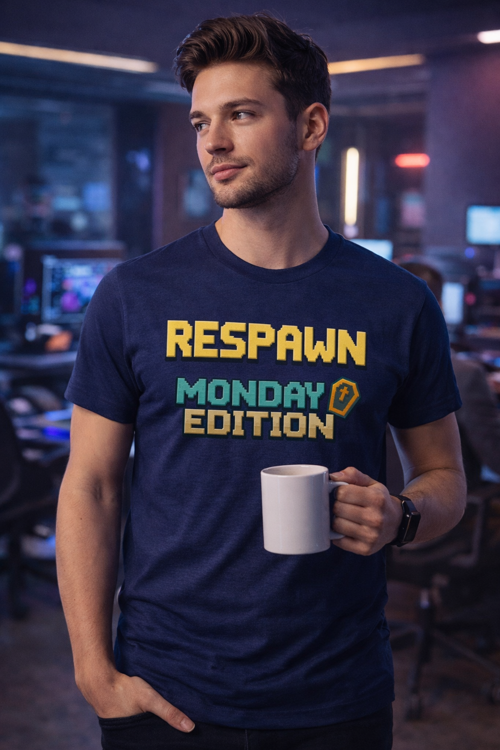 Respawn Monday Edition Funny Gamer Pixel Art T-Shirt