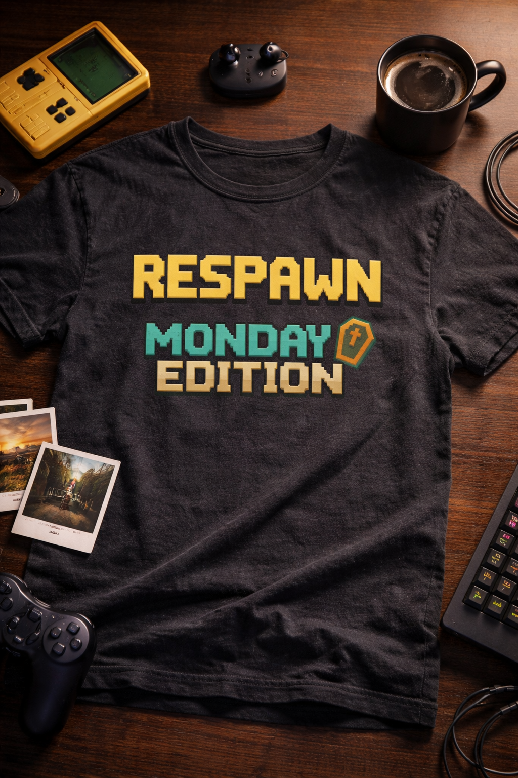 Respawn Monday Edition Funny Gamer Pixel Art T-Shirt