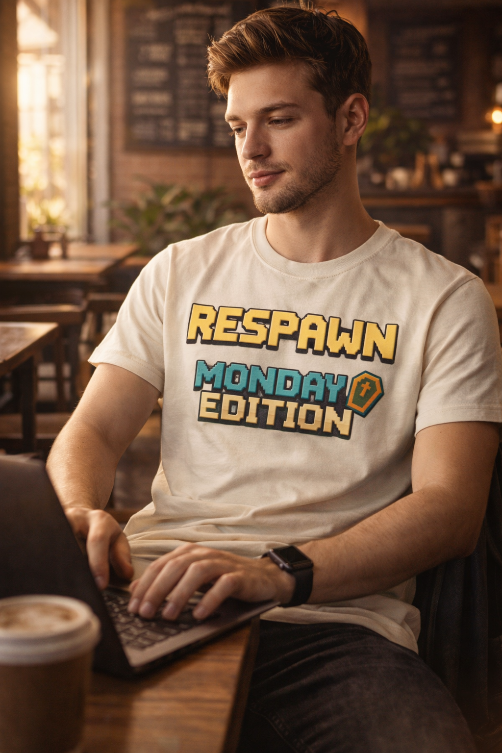 Respawn Monday Edition Funny Gamer Pixel Art T-Shirt
