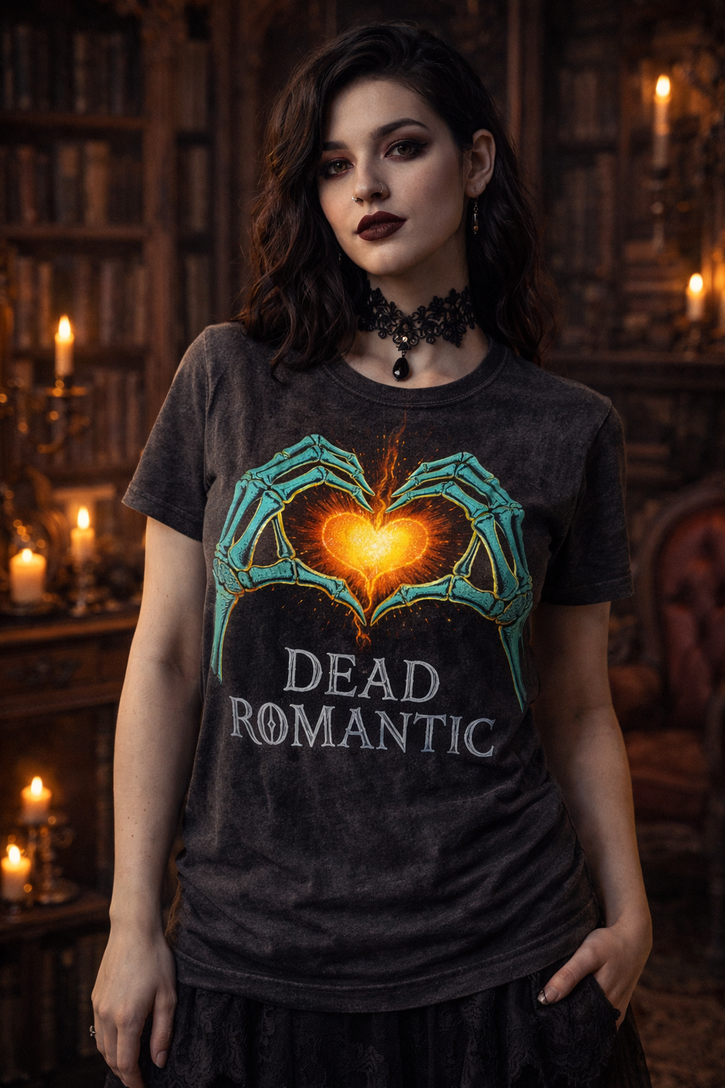 Dead Romantic Skeleton Hands Heart T-Shirt