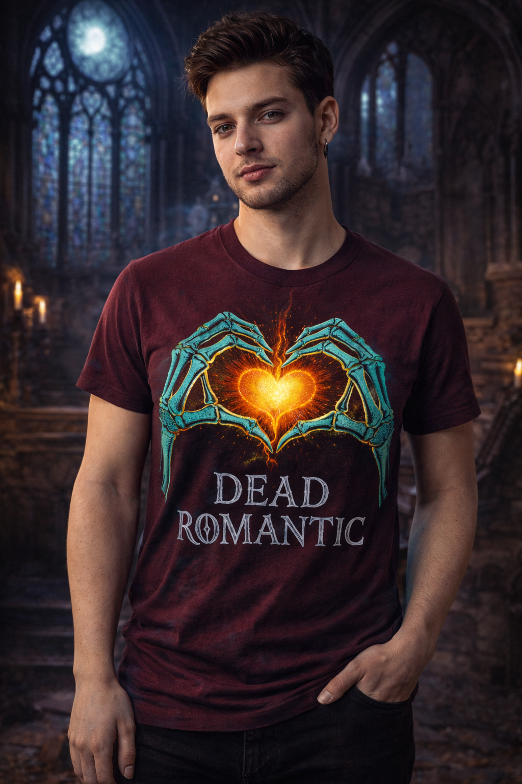 Dead Romantic Skeleton Hands Heart T-Shirt