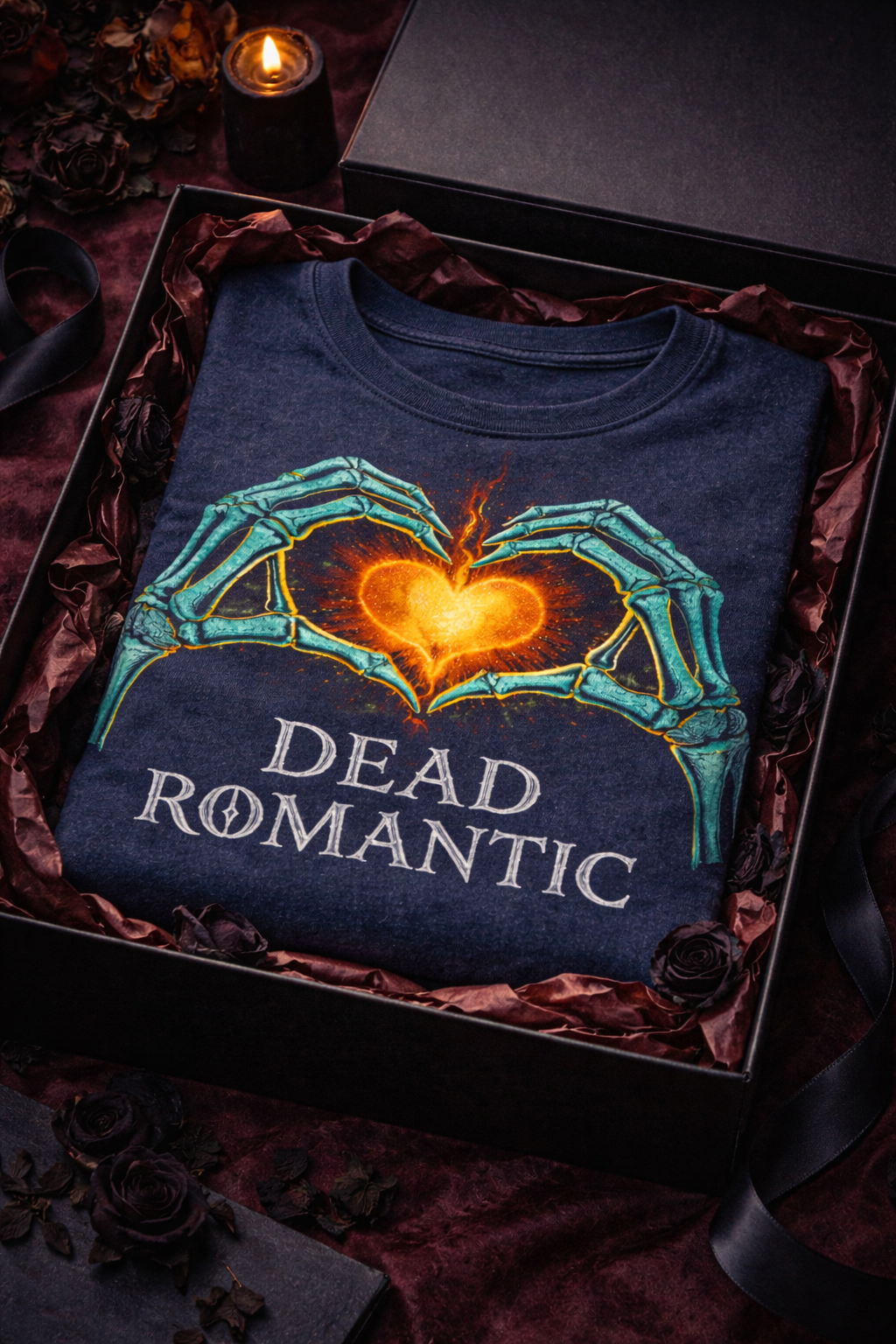 Dead Romantic Skeleton Hands Heart T-Shirt