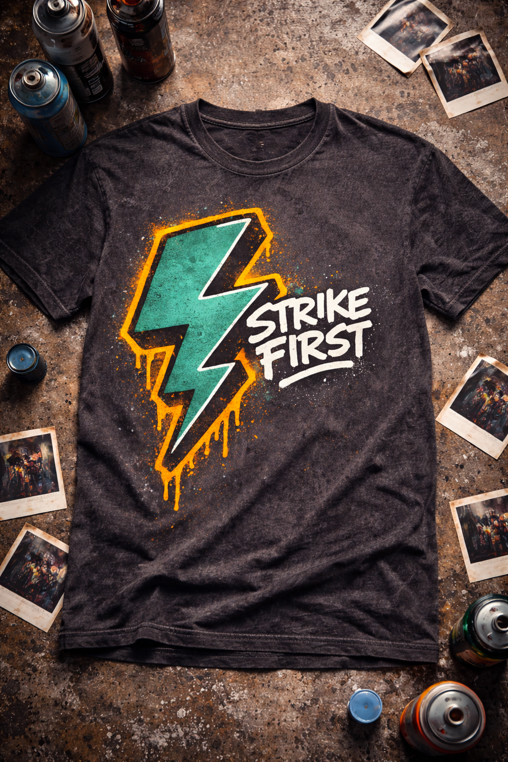Strike First Graffiti Lightning Bolt Urban T-Shirt