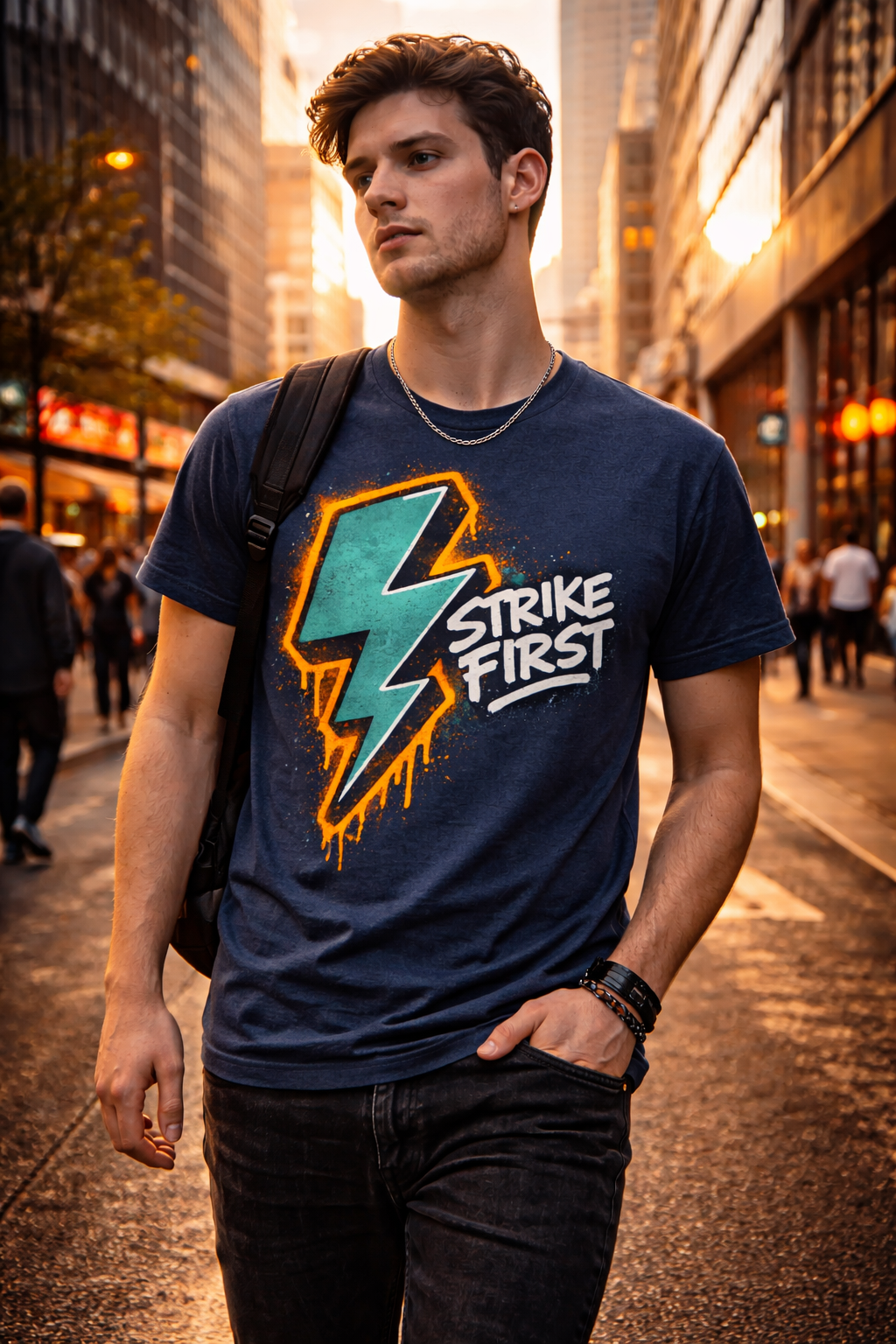 Strike First Graffiti Lightning Bolt Urban T-Shirt