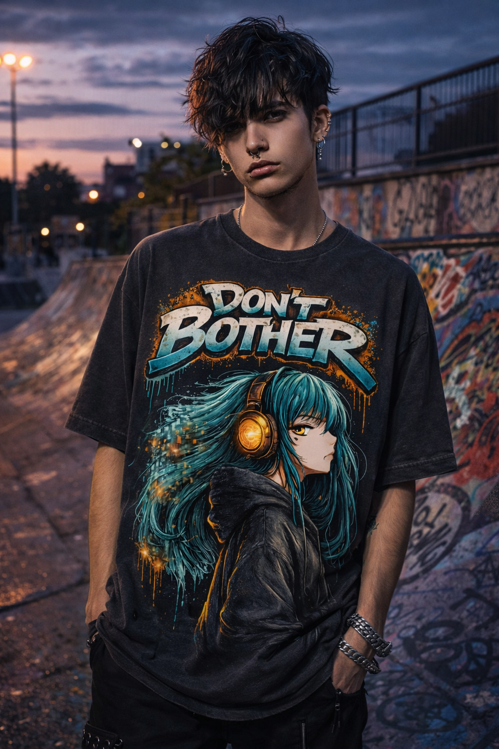 Don’t Bother Graffiti Anime Oversized Tee
