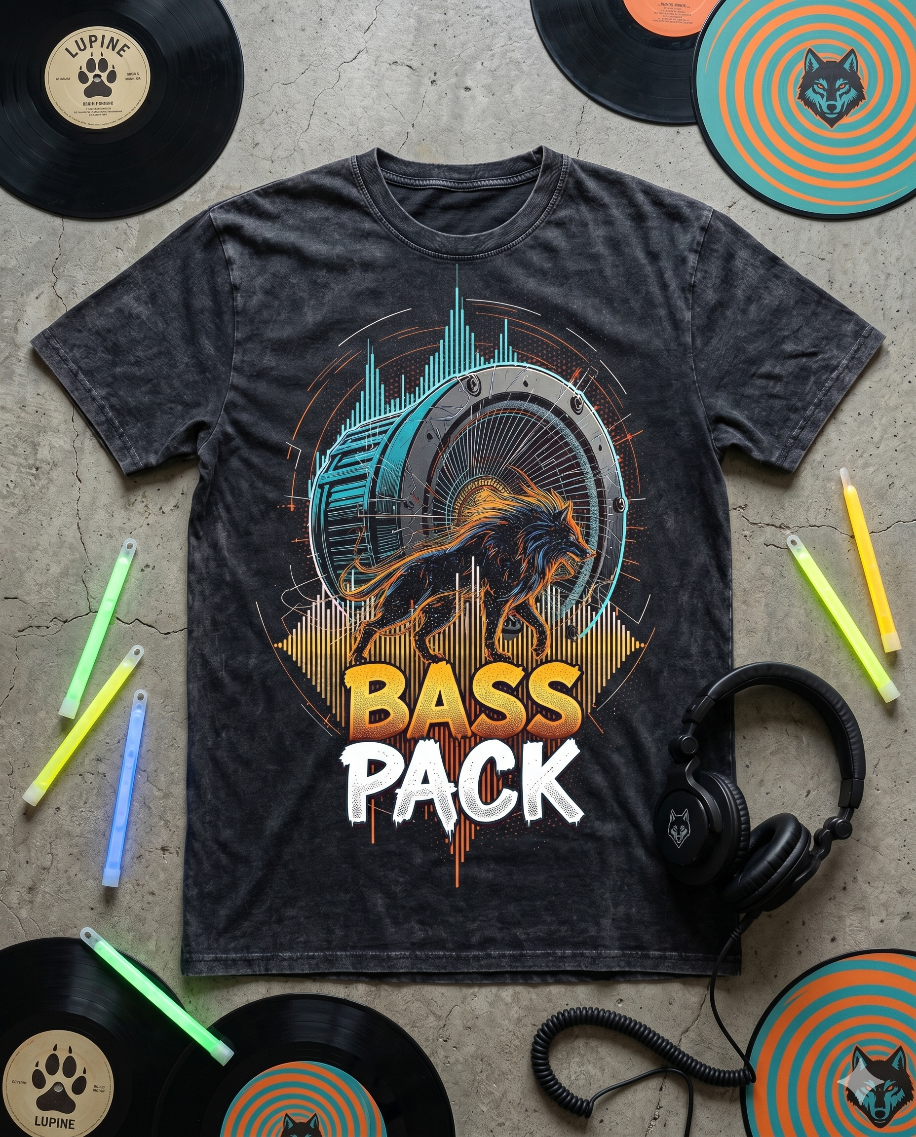 Bass Pack Wolf Subwoofer EDM Rave T-Shirt
