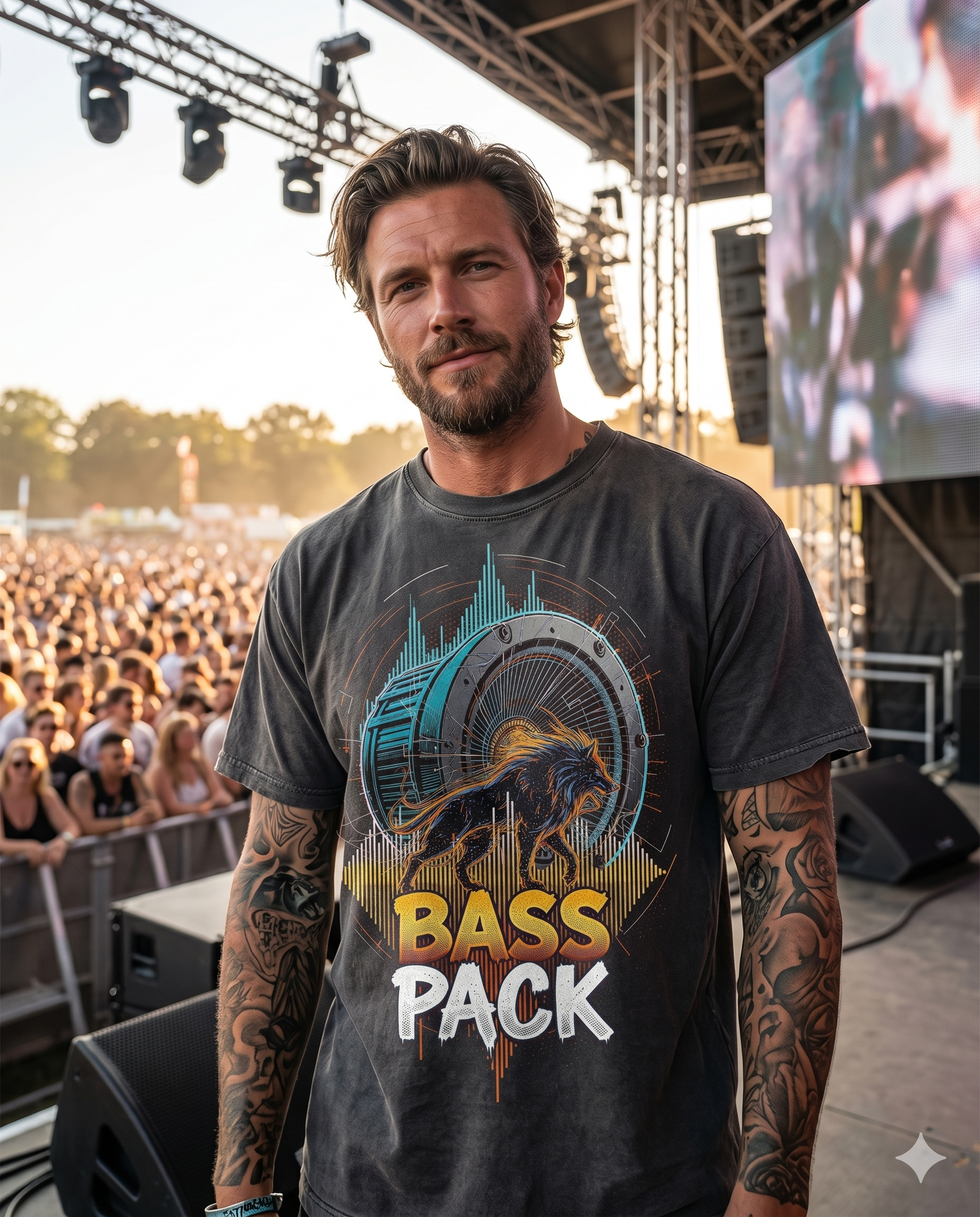 Bass Pack Wolf Subwoofer EDM Rave T-Shirt
