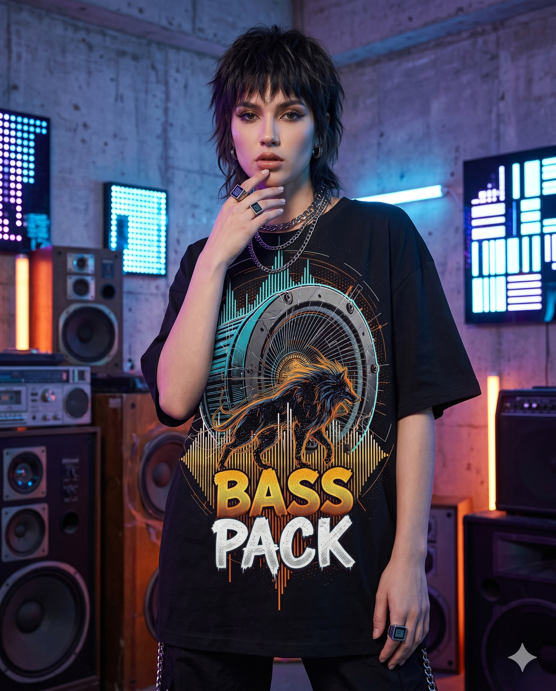 Bass Pack Wolf Subwoofer EDM Rave T-Shirt