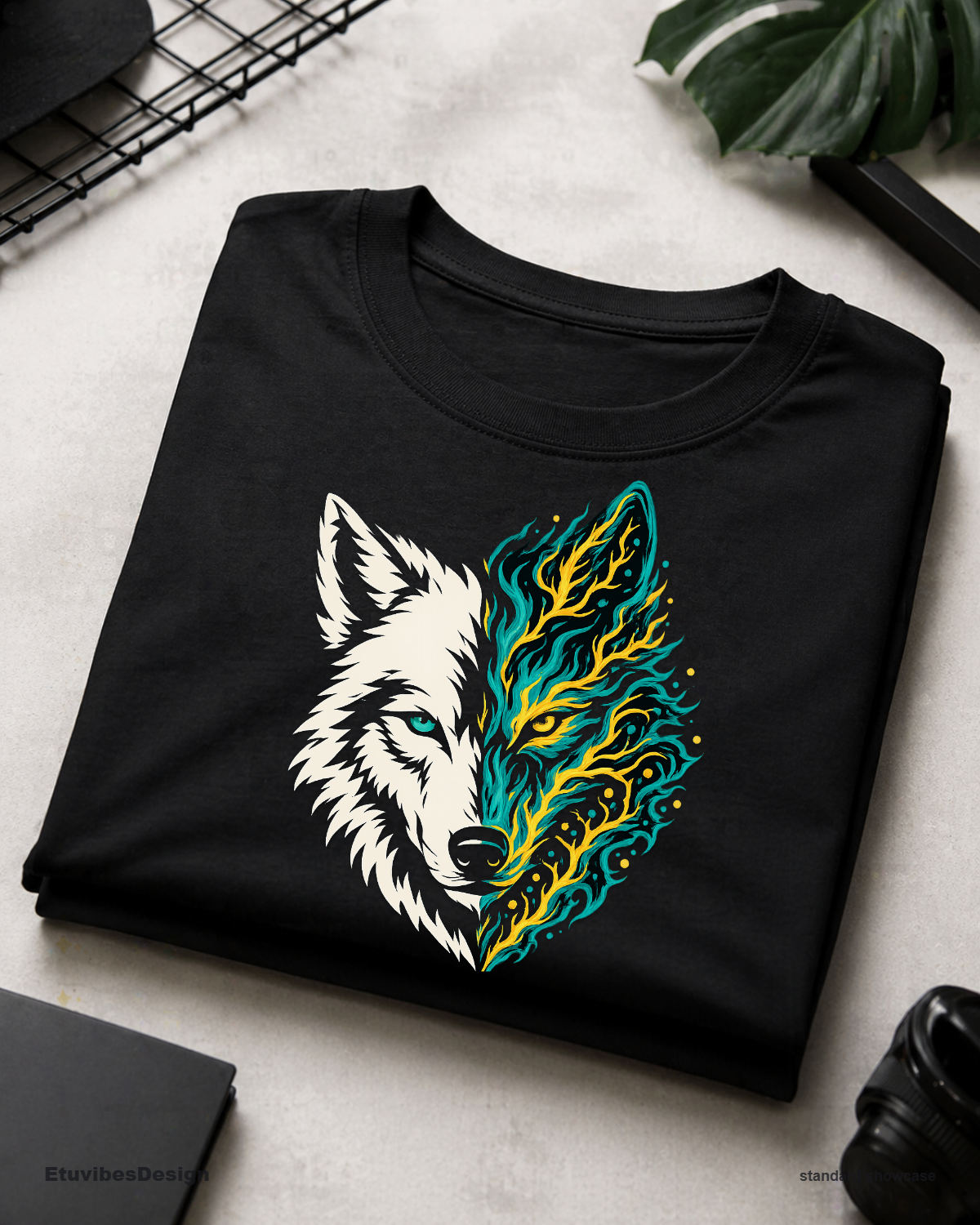 Mystic Dual-Nature Wolf Graphic T-Shirt