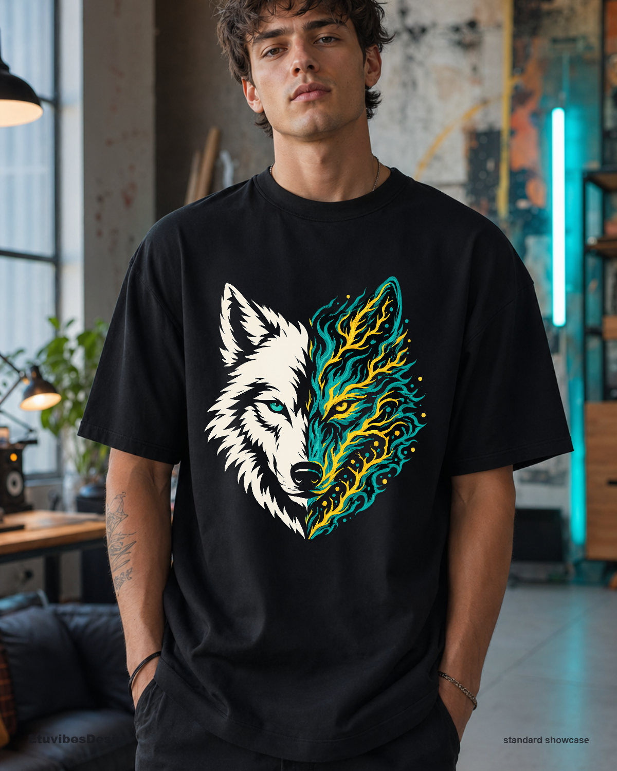 Mystic Dual-Nature Wolf Graphic T-Shirt