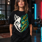 Mystic Dual-Nature Wolf Graphic T-Shirt