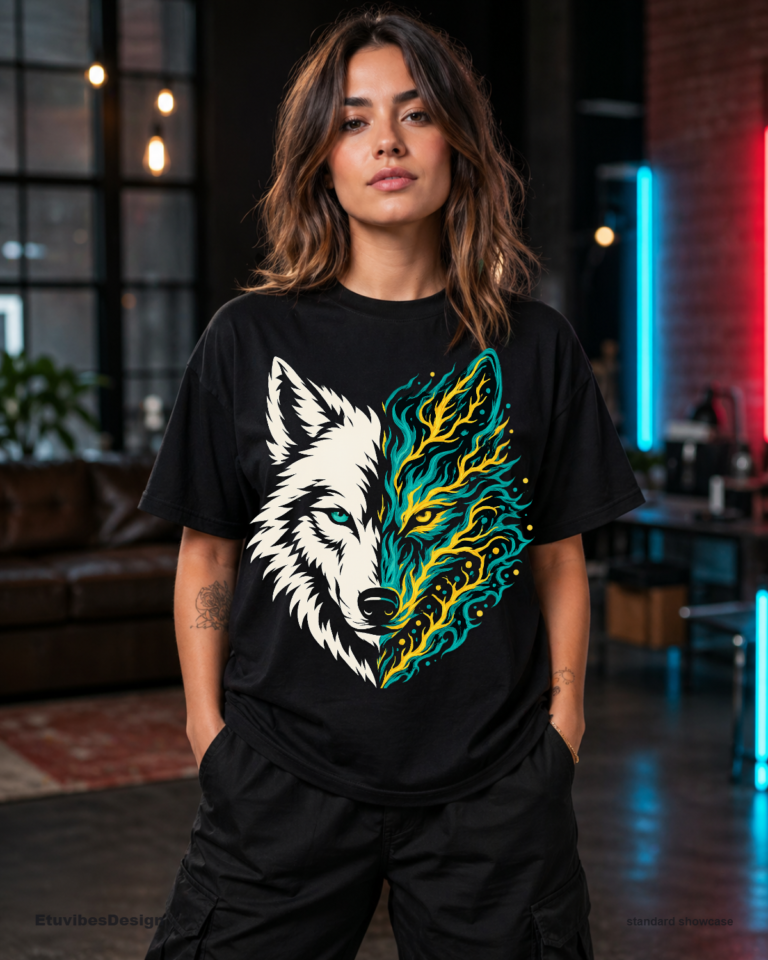 Mystic Dual-Nature Wolf Graphic T-Shirt