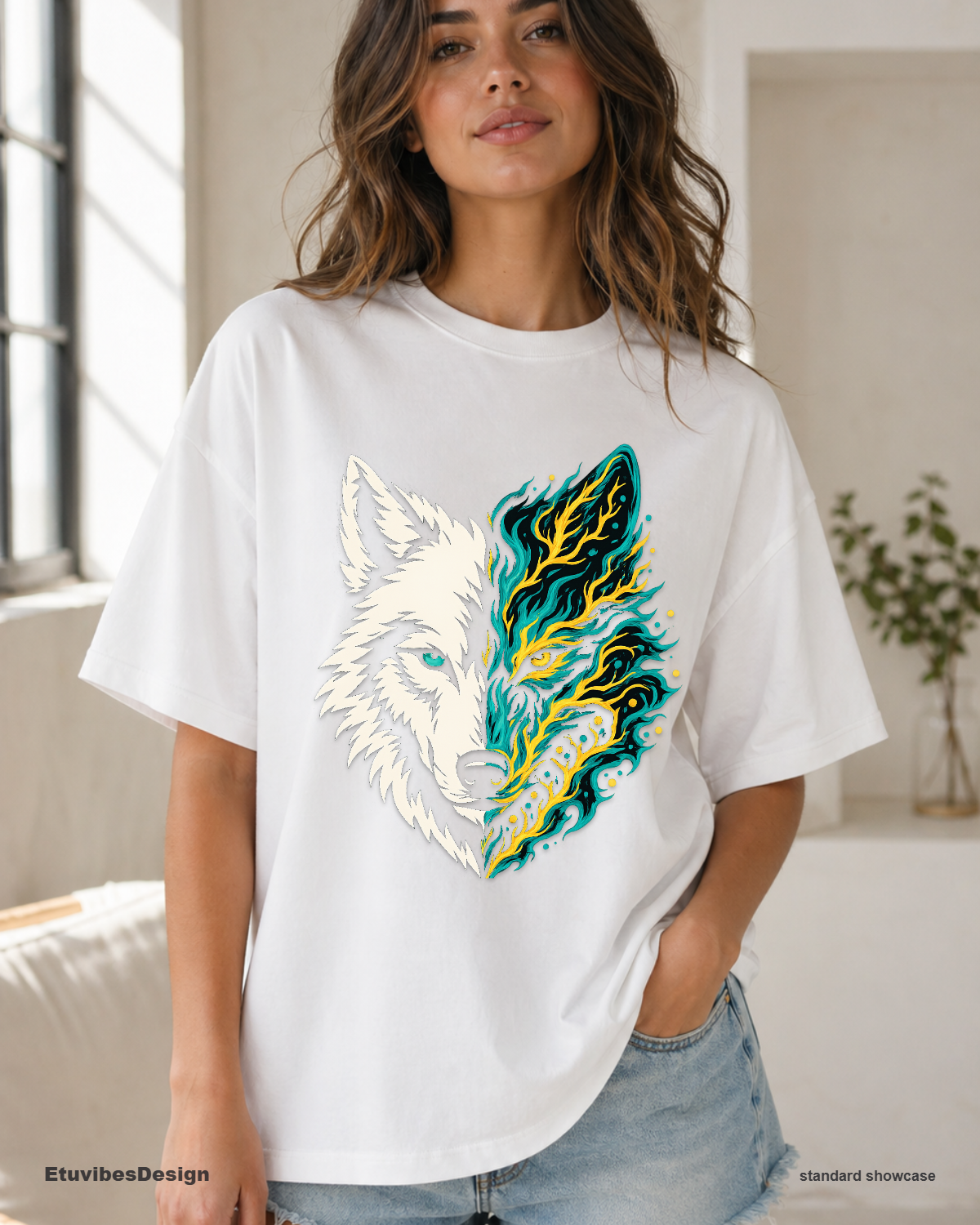 Mystic Dual-Nature Wolf Graphic T-Shirt