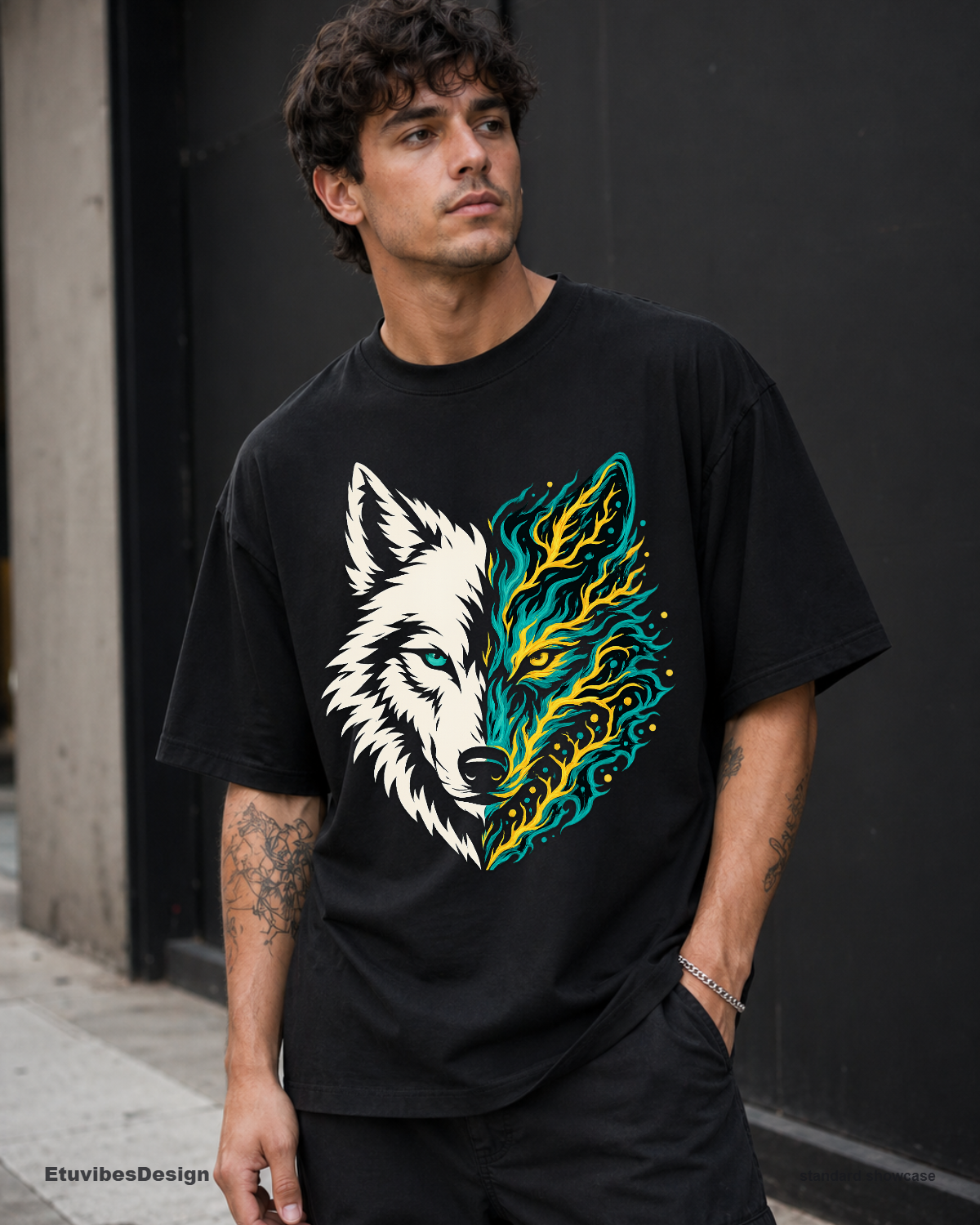 Mystic Dual-Nature Wolf Graphic T-Shirt
