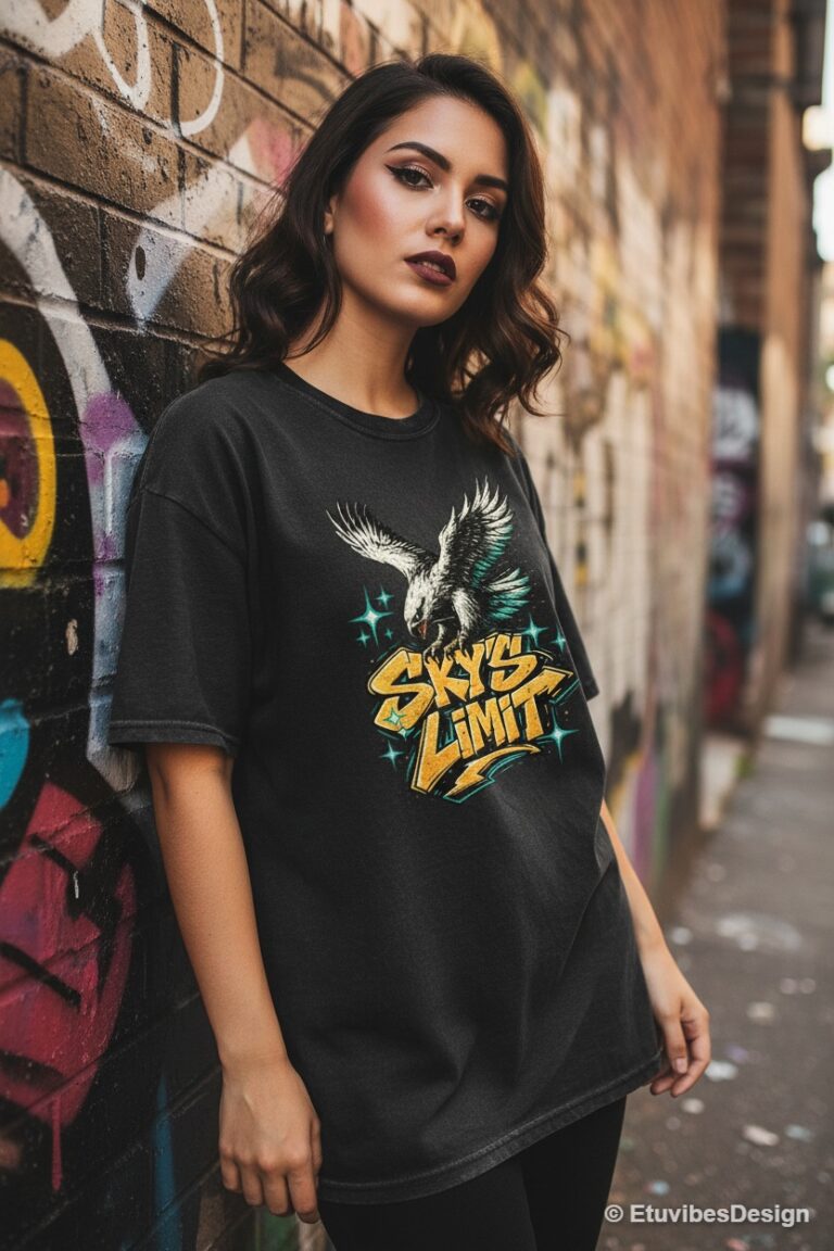 Sky’s Limit 1980s Retro Streetwear Hawk T-Shirt