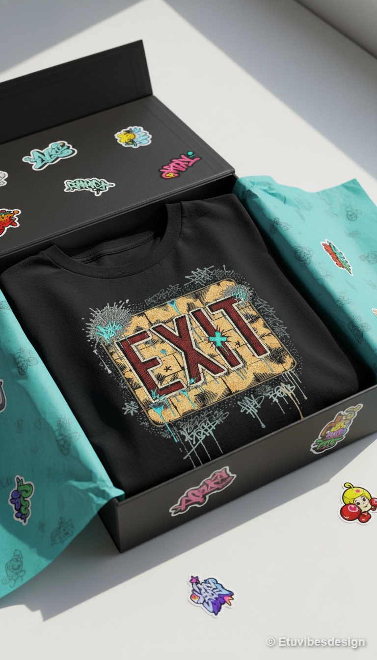 Corrupted EXIT Graffiti Streetwear Graphic T-Shirt