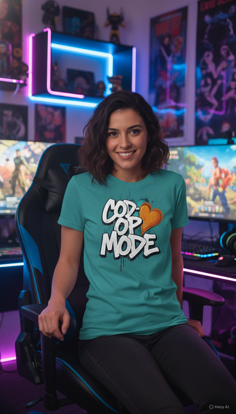 Co-Op Mode Pixel Heart Matching Gamer Couple T-Shirt