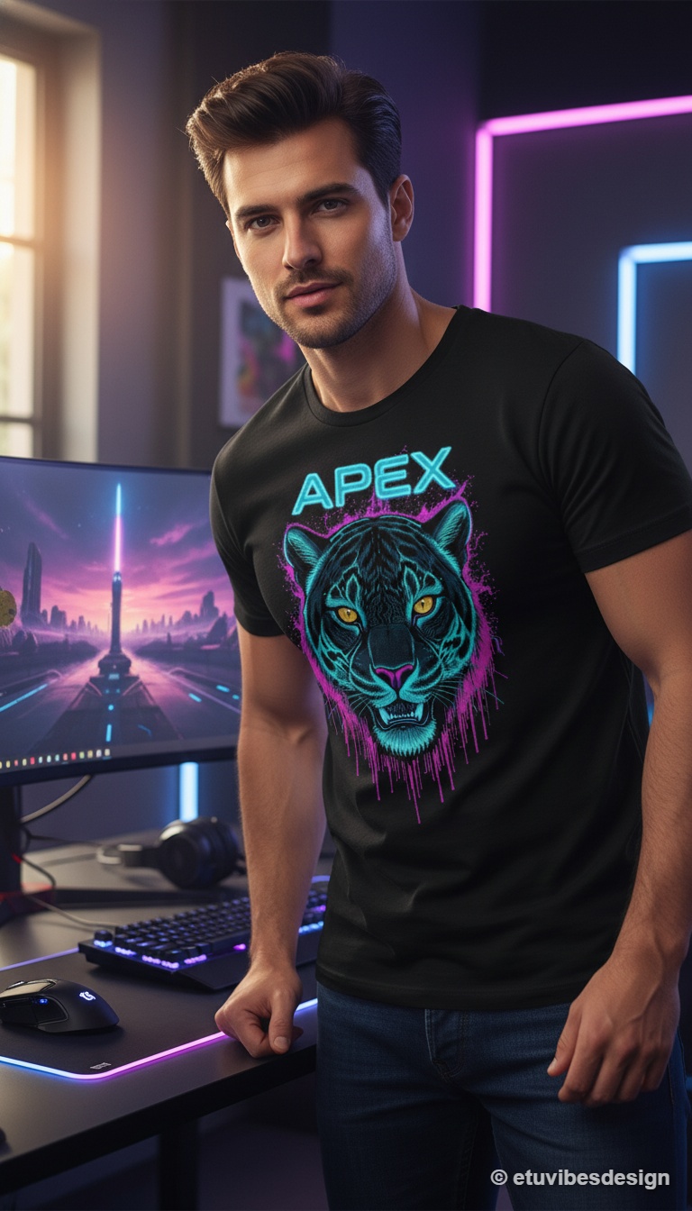 APEX Neon Cyberpunk Graphic T-Shirt