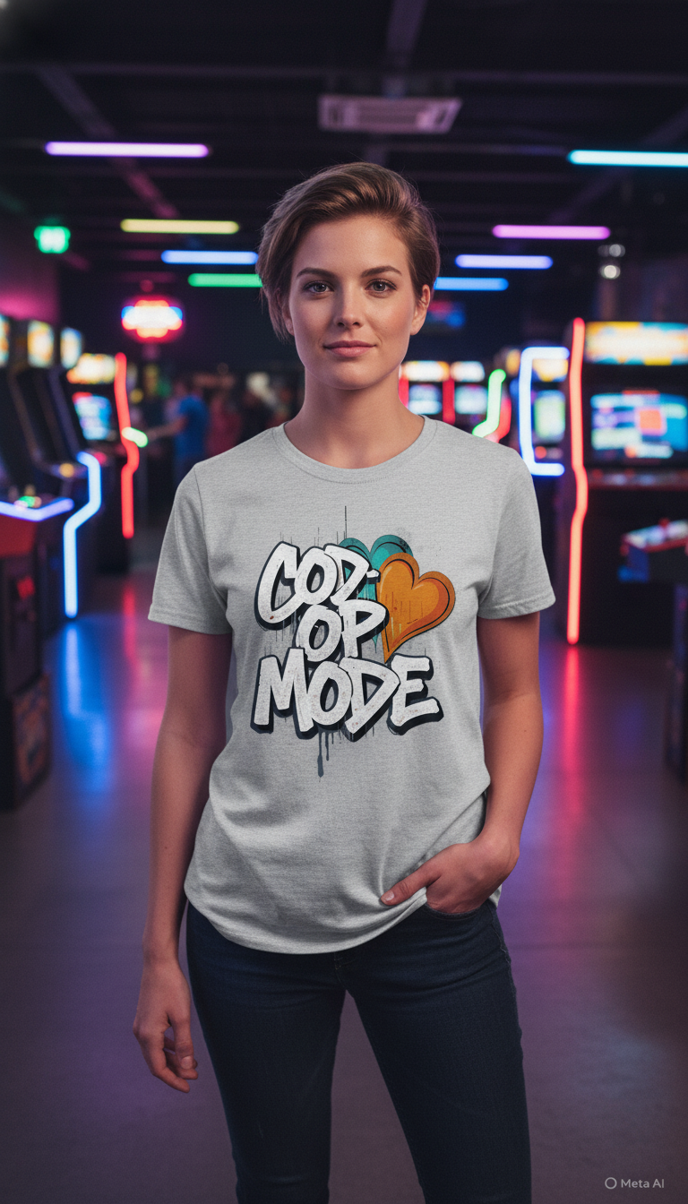 Co-Op Mode Pixel Heart Matching Gamer Couple T-Shirt