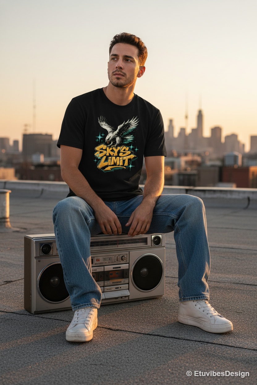 Sky’s Limit 1980s Retro Streetwear Hawk T-Shirt