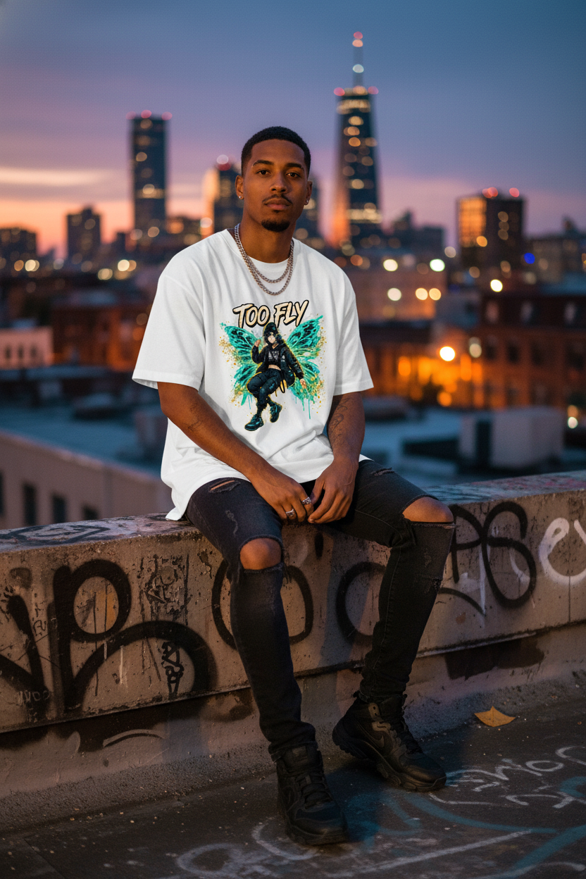 Too Fly Dark Fairycore Anime Streetwear Graphic T-Shirt