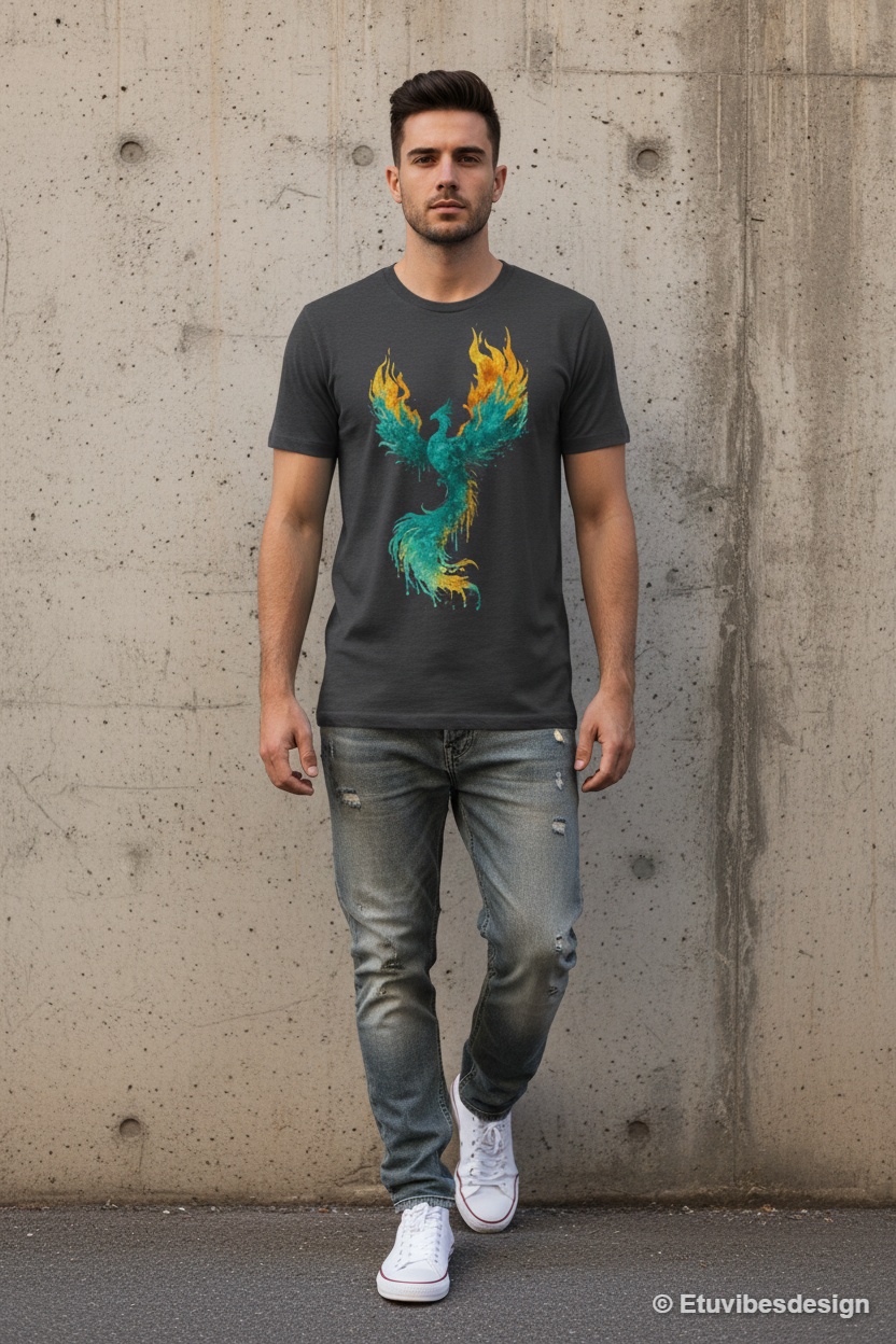 Phoenix Rising Graffiti Fire Streetwear Graphic Tee