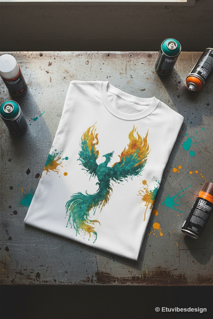 Phoenix Rising Graffiti Fire Streetwear Graphic Tee