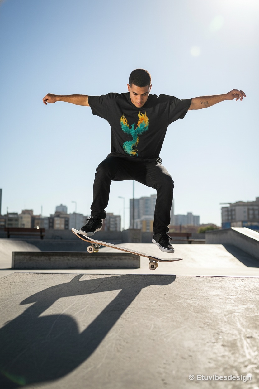 Phoenix Rising Graffiti Fire Streetwear Graphic Tee