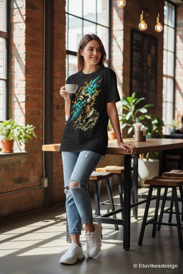 Zeus Graffiti Lightning Bolt Oversized Streetwear Tee