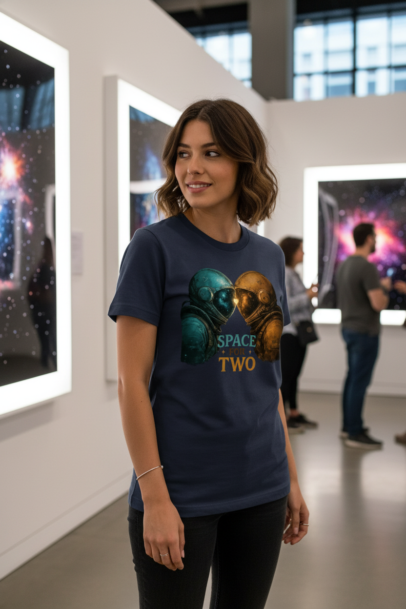 Space For Two Astronaut Couple Graphic T-Shirt