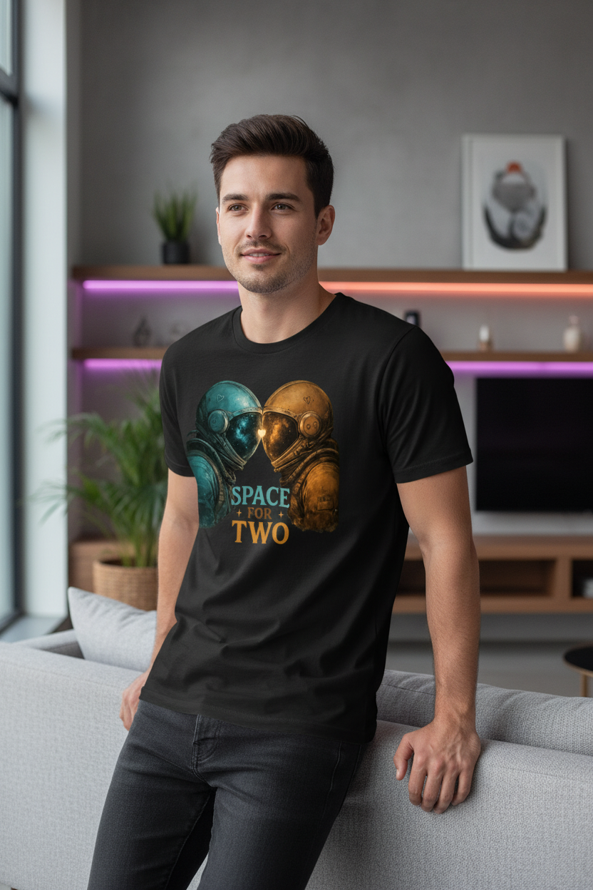 Space For Two Astronaut Couple Graphic T-Shirt