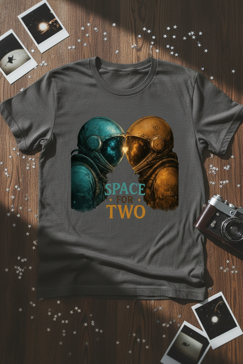 Space For Two Astronaut Couple Graphic T-Shirt